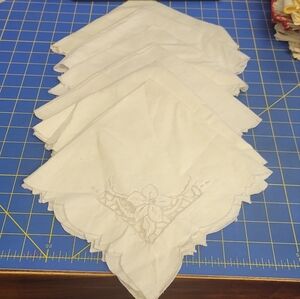 Bundle of 6 Off-White Embroidered Cloth Napkins 16"